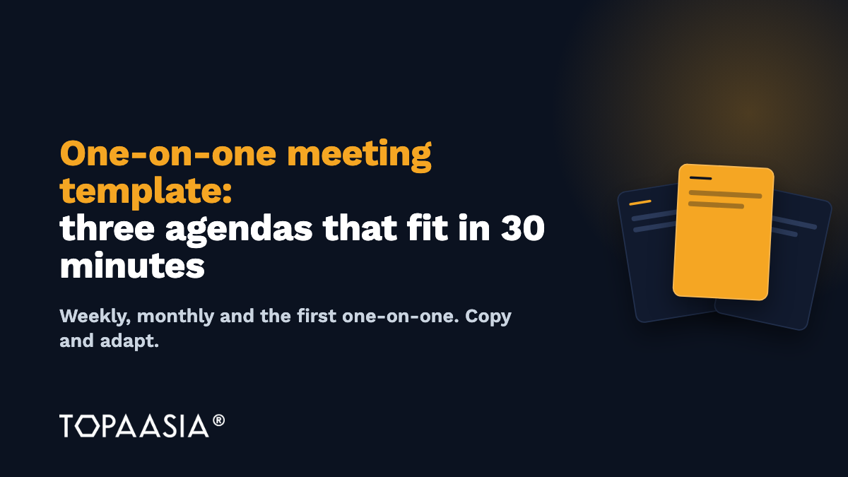 One-on-one meeting template: three agendas that fit in 30 minutes